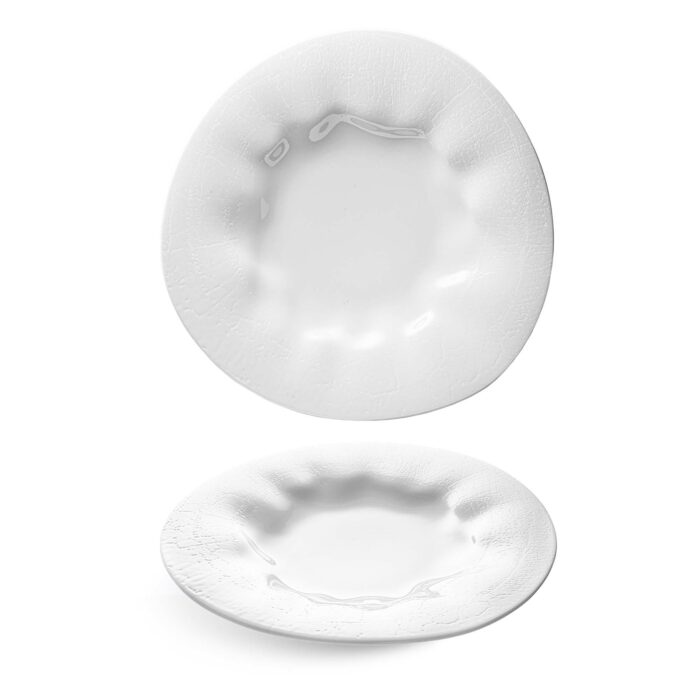 maison cyna - assiette plate à aile asymétrique et relief irrégulier 32cm - porcelaine de qualité professionnelle -fla2132 K0047