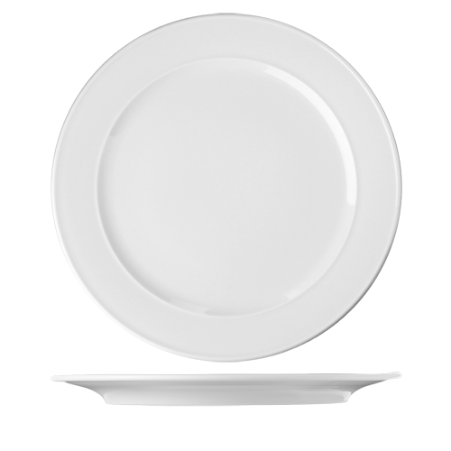 maison cyna - assiette plate à aile et liseré 31cm en porcelaine pour restaurants - personnalisable - exl2131