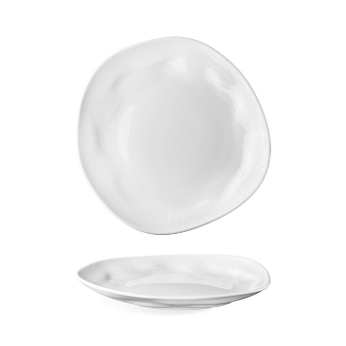 maison cyna - assiette plate asymétrique et relief irrégulier 28cm - porcelaine de qualité professionnelle -fla2128 K0047