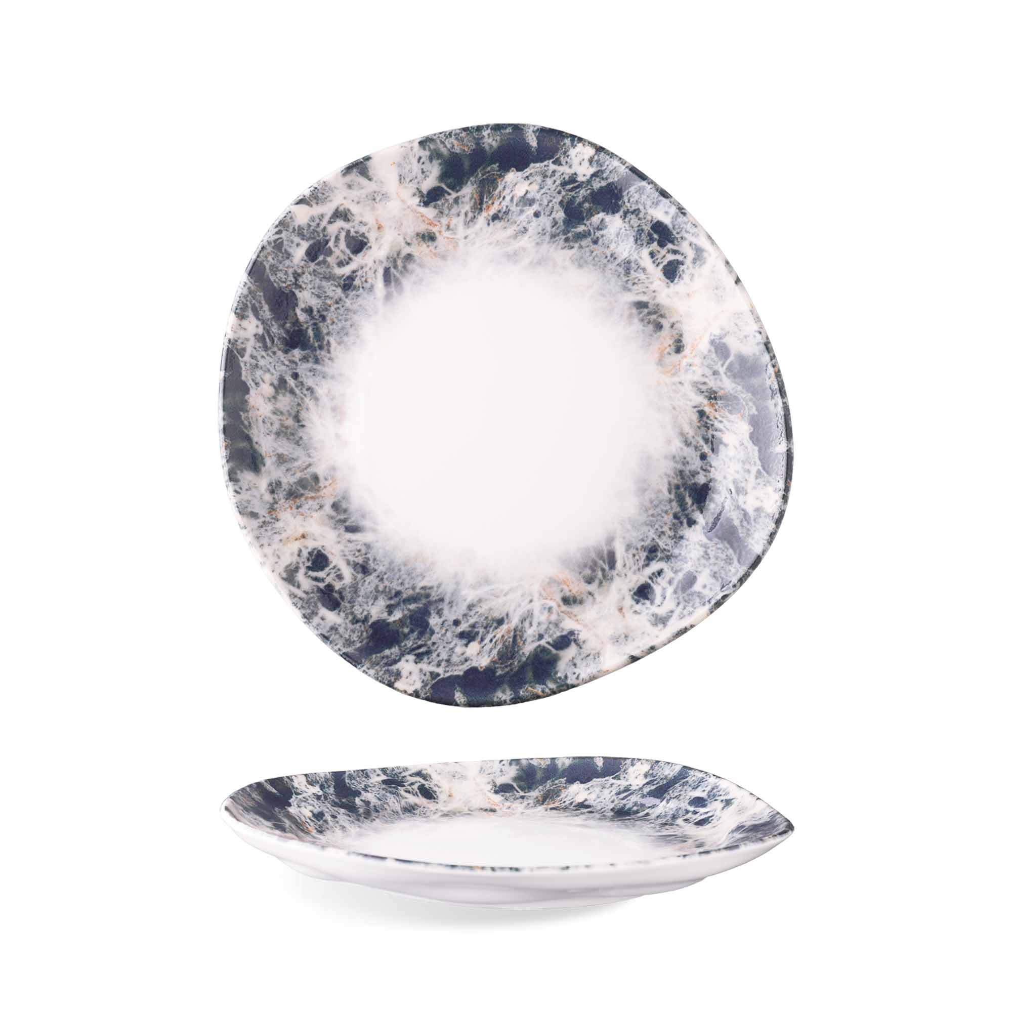 maison cyna - assiette plate asymétrique et relief irrégulier 28cm - porcelaine de qualité professionnelle -fla2128 K0048